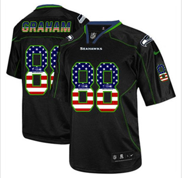 New Seattle Seahawks #88 Jimmy Graham Black Men's Stitched NFL Elite USA Flag Fashion jersey