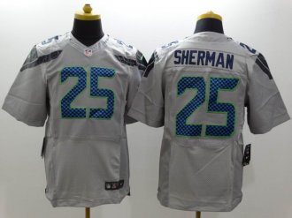 Nike Seattle Seahawks #25 Sherman Grey Men's NFL Elite Jerseys