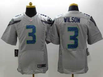 Nike Seattle Seahawks #3 Wilson Grey Men's NFL Elite Jerseys