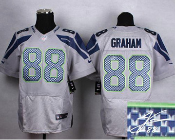 NEW Seattle Seahawks #88 Jimmy Graham Grey Alternate Men's Stitched NFL Elite Autographed Jersey