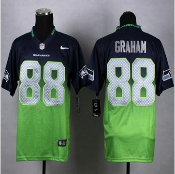 NEW Seattle Seahawks #88 Jimmy Graham Steel Blue Green Men's Stitched NFL Elite Jersey