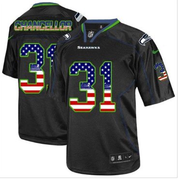 NEW Seattle Seahawks #31 Kam Chancellor Black NFL Elite USA Flag Fashion Jersey