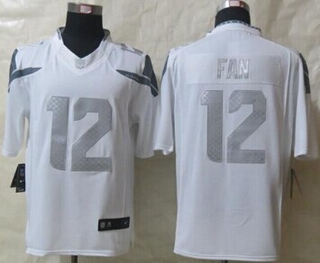 NEW Seattle Seahawks #12 Fan White NFL Limited Platinum Jersey