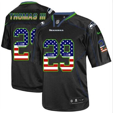 NEW Seattle Seahawks #29 Earl Thomas III Black NFL Elite USA Flag Fashion Jersey