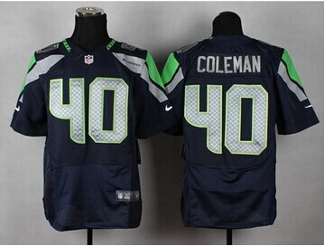 NEW Seattle Seahawks #40 Derrick Coleman Steel Blue Team Color NFL Elite jersey