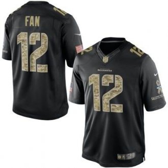 New Seattle Seahawks #12 Fan Nike Black Salute To Service Jersey