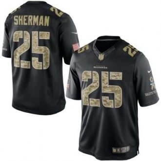 Seattle Seahawks #25 Richard Sherman Nike Black Salute To Service Jersey