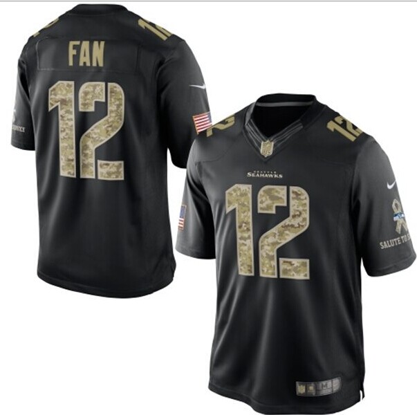 Men's Seattle Seahawks 12th Fan Nike Black Salute To Service Jersey