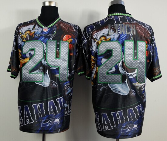 NEW Seahawks #24 Marshawn Lynch Team Color NFL Elite Fanatical Version Jersey