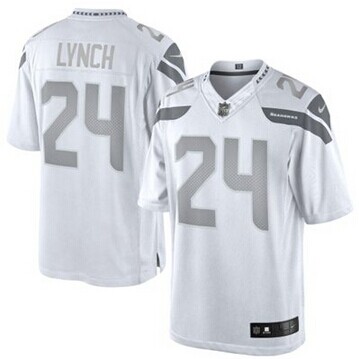 New Seattle Seahawks #24 Marshawn Lynch White Platinum Jersey