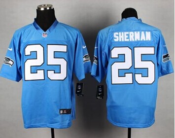 NEW Seattle Seahawks #25 Richard Sherman Light Blue NFL Elite Jersey