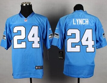 NEW Seattle Seahawks #24 Marshawn Lynch Light Blue NFL Elite Jersey