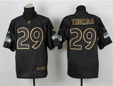 Seattle Seahawks #29 Earl Thomas III Black Gold No. Fashion NFL Elite Jersey