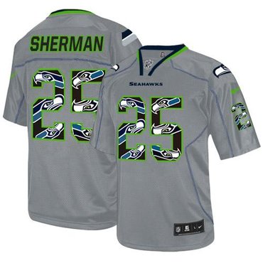 2014 NEW Seattle Seahawks #25 Richard Sherman New Lights Out Grey NFL Elite Jersey