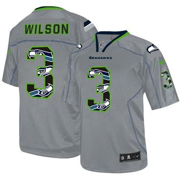 2014 NEW Seattle Seahawks #3 Russell Wilson New Lights Out Grey NFL Elite Jersey