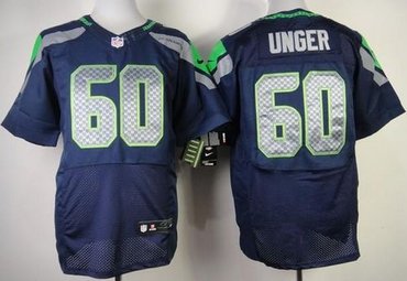 NEW Seattle Seahawks #60 Max Unger Steel Blue Team Color NFL Elite Jersey