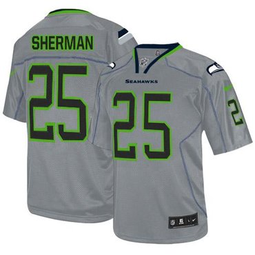 NEW Seattle Seahawks #25 Richard Sherman Lights Out Grey NFL Elite Jersey