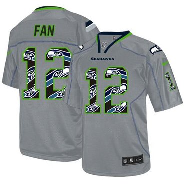 2014 NEW Seattle Seahawks #12 Fan New Lights Out Grey NFL Elite Jersey