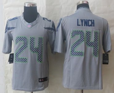 NEW Seattle Seahawks #24 Marshawn Lynch Grey NFL Limited Jersey