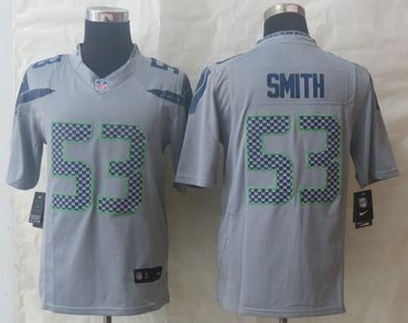 NEW Seattle Seahawks #53 Malcolm Smith Grey NFL Limited Jersey