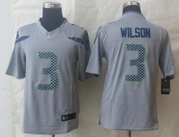 NEW Seattle Seahawks #3 Russell Wilson Grey NFL Limited Jersey