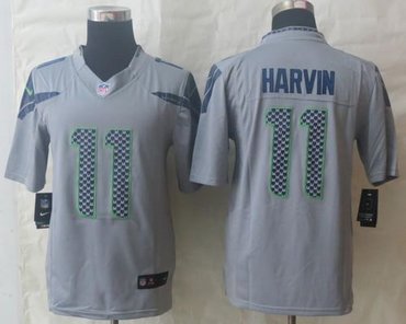 NEW Seattle Seahawks #11 Percy Harvin Grey NFL Limited Jersey