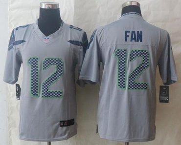 NEW Seattle Seahawks #12 Fan Grey NFL Limited Jersey