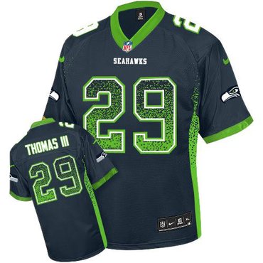 2013 New NFL Seattle Seahawks #29 Earl Thomas III Drift Fashion Blue Elite Jerseys