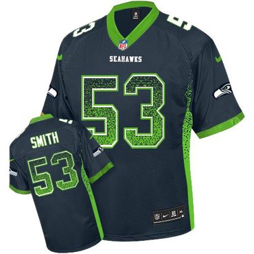 2013 New NFL Seattle Seahawks #53 Malcolm Smith Drift Fashion Blue Elite Jerseys