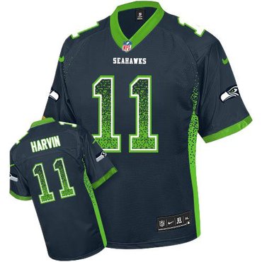 2013 New NFL Seattle Seahawks #11 Percy Harvin Drift Fashion Blue Elite Jerseys