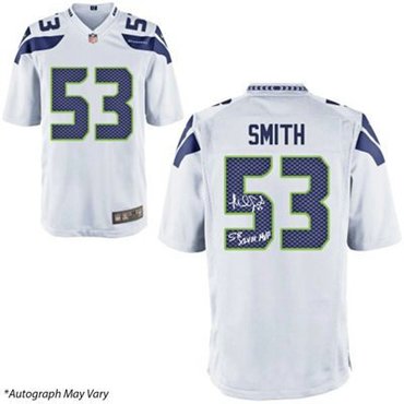 NEW Seattle Seahawks #53 Malcolm Smith White Jersey(Signed Elite)