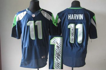 NEW Seattle Seahawks #11 Percy Harvin Blue Jersey(Signed Elite)