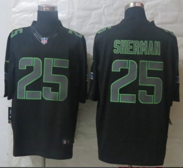 NEW NFL Seattle Seahawks 25 Richard Sherman Black Jerseys(Impact Limited)