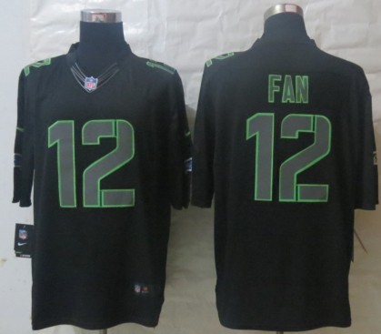 NEW NFL Seattle Seahawks 12 Fan Black Jerseys(Impact Limited)