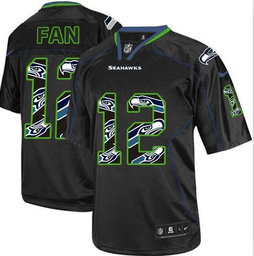 2014 NEW Seattle Seahawks #12 Fan Lights Out Black Stitched NFL Elite Jerseys