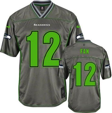 NEW Seattle Seahawks #12 Fan Grey Youth Stitched NFL Elite Vapor Jersey