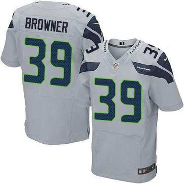 2012 NEW NFL Seattle Seahawks #39 Brandon Browner Grey Jerseys (Elite)