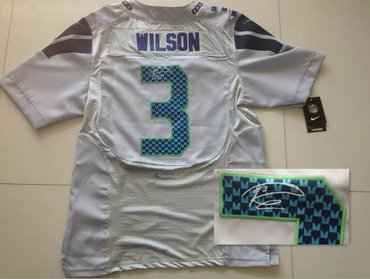 2012 NEW NFL Seattle Seahawks #3 Russell Wilson Grey Jerseys(Signed Elite)