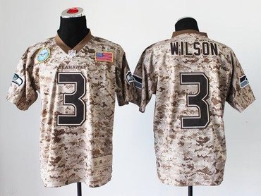 NEW Seattle Seahawks #3 Russell Wilson Camo NFL Elite USMC Jersey(USA)