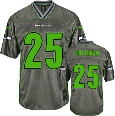 NEW Seattle Seahawks #25 Richard Sherman Grey NFL Elite Vapor Jerseys