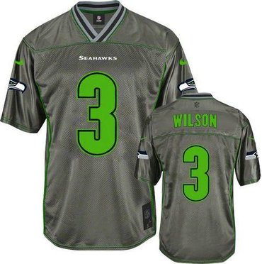 NEW Seattle Seahawks #3 Russell Wilson Grey NFL Elite Vapor Jerseys