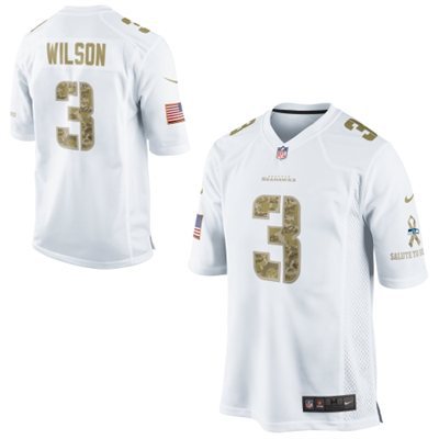 New Seattle Seahawks #3 Russell Wilson Salute to Service Game White Jersey