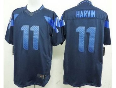 NEW Seattle Seahawks 11 Percy Harvin Blue Drenched Limited NFL Jerseys