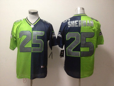 NEW NFL seattle seahawks #25 Sherman blue-green jerseys(Elite split)