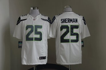 NEW NFL Seattle Seahawks 25 Richard Sherman White Jerseys(Limited)