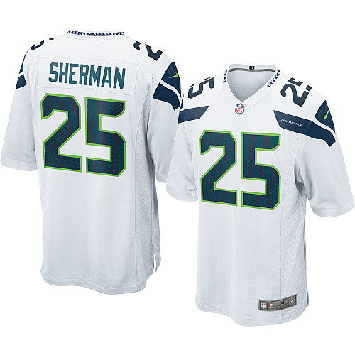 NEW NFL Seattle Seahawks 25 Richard Sherman New white Colors Jerseys (Elite)