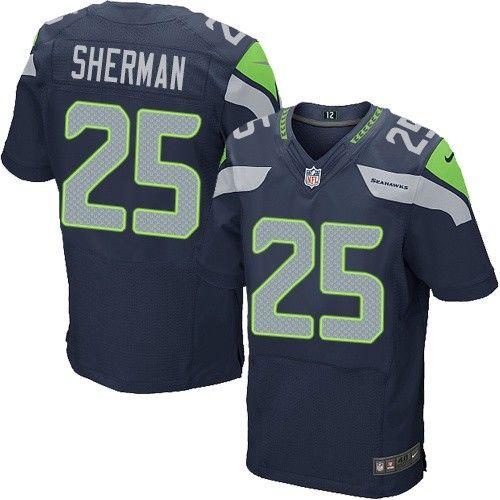 NEW NFL Seattle Seahawks 25 Richard Sherman New blue Colors Jerseys (Elite)