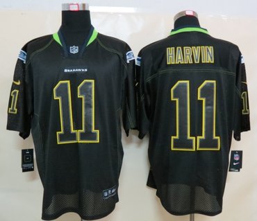 NEW NFL Seattle Seahawks 11 Percy Harvin Lights Out Black Elite Jerseys