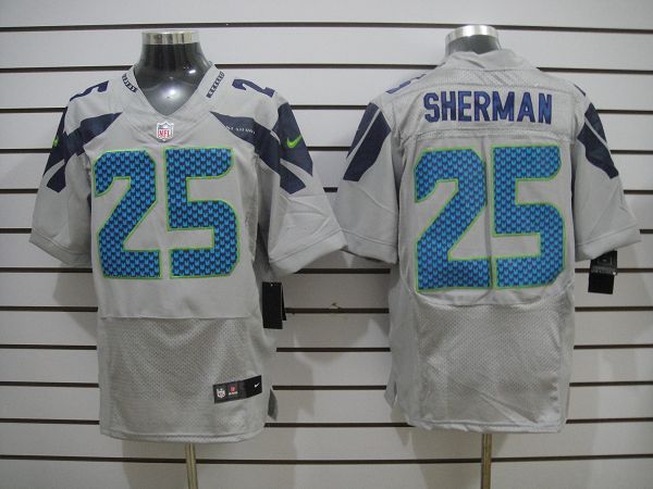 NEW NFL Seattle Seahawks 25 Richard Sherman New Grey Colors Jerseys (Elite)