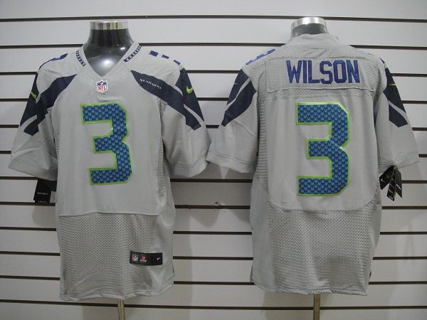 NEW NFL Seattle Seahawks 3 Russell Wilson New Grey Colors Jerseys (Elite